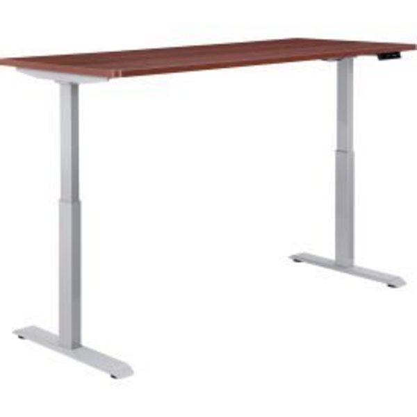 Global Equipment Interion    Electric Height Adjustable Desk, 60"W x 30"D, Mahogany W/ Gray Base 695780MHGY